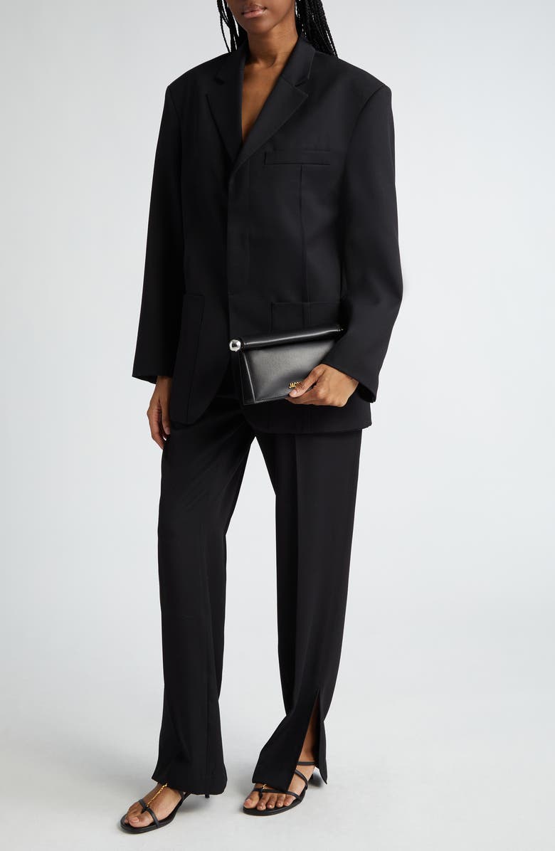 Jacquemus La Petite Pochette Rond Carré Clutch, Alternate, color, Black 990