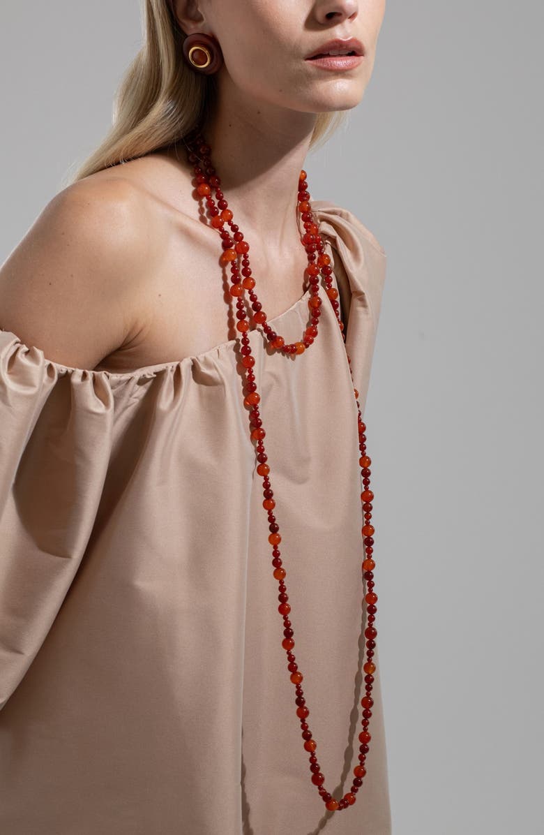 Jennifer Behr Veda Semiprecious Bead Necklace, Alternate, color, Carnelian