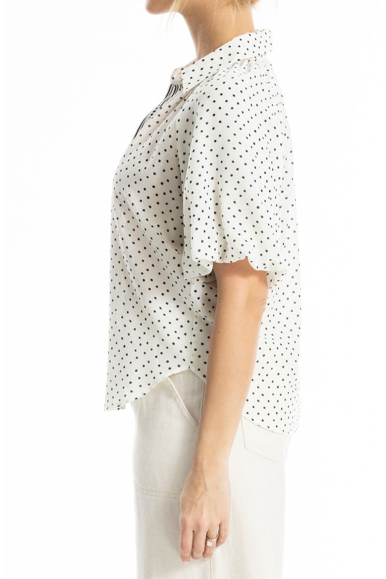 Boyfriend Fit Bubble Sleeve Button-Up Shirt, Alternate, color, ECRU BLACK