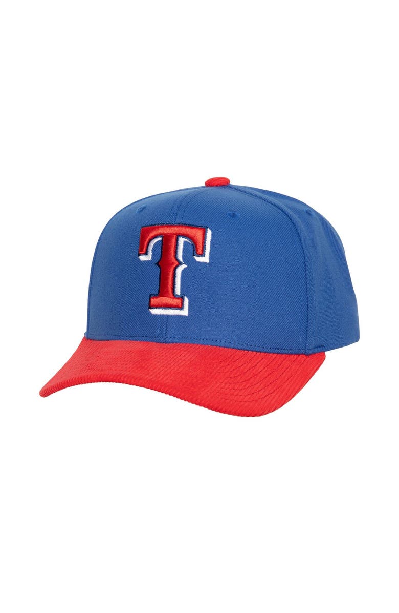Mitchell & Ness Men's Mitchell & Ness Royal/Red Texas Rangers Corduroy Pro Snapback Hat, Main, color,