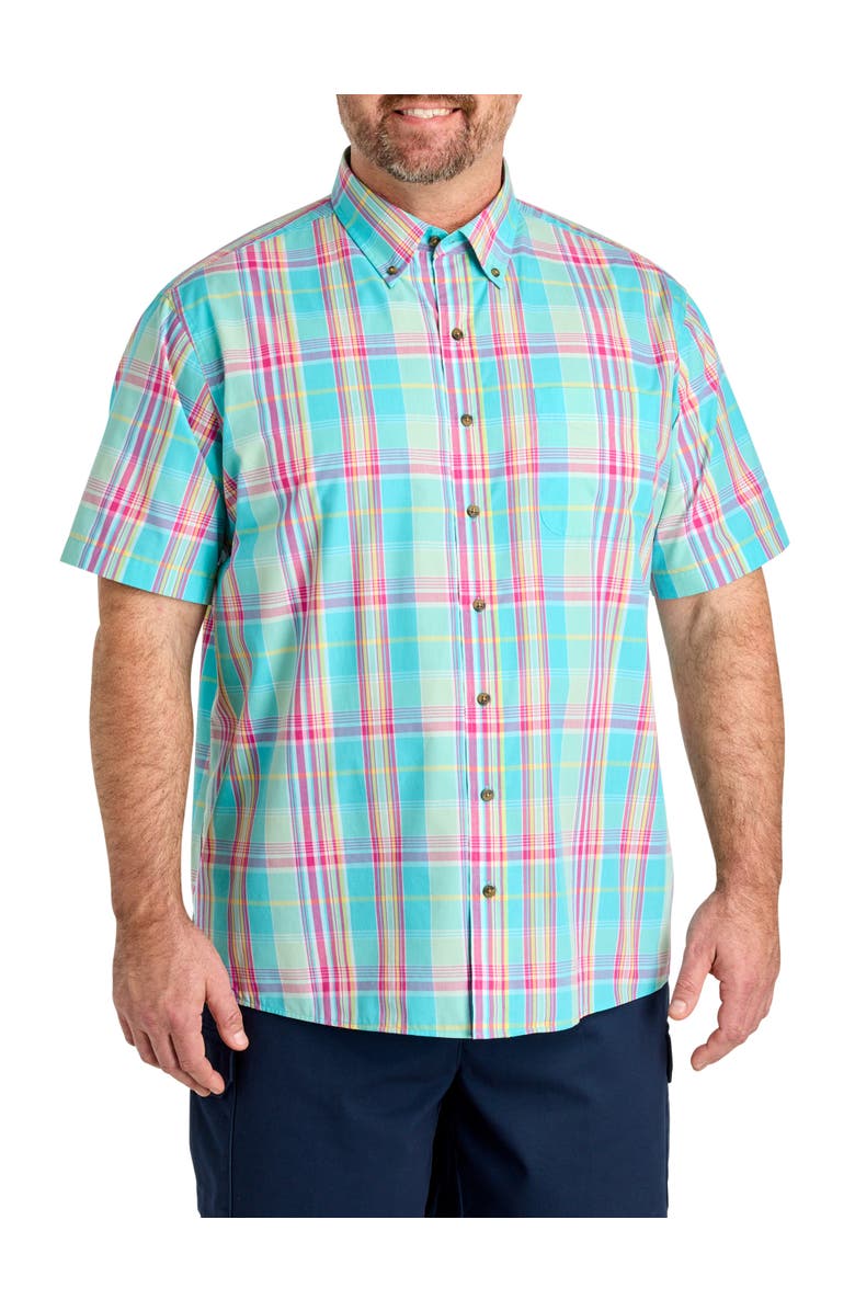 Harbor Bay by DXL Big & Tall Easy-Care Large Plaid Sport Shirt V4, Main, color, Blue