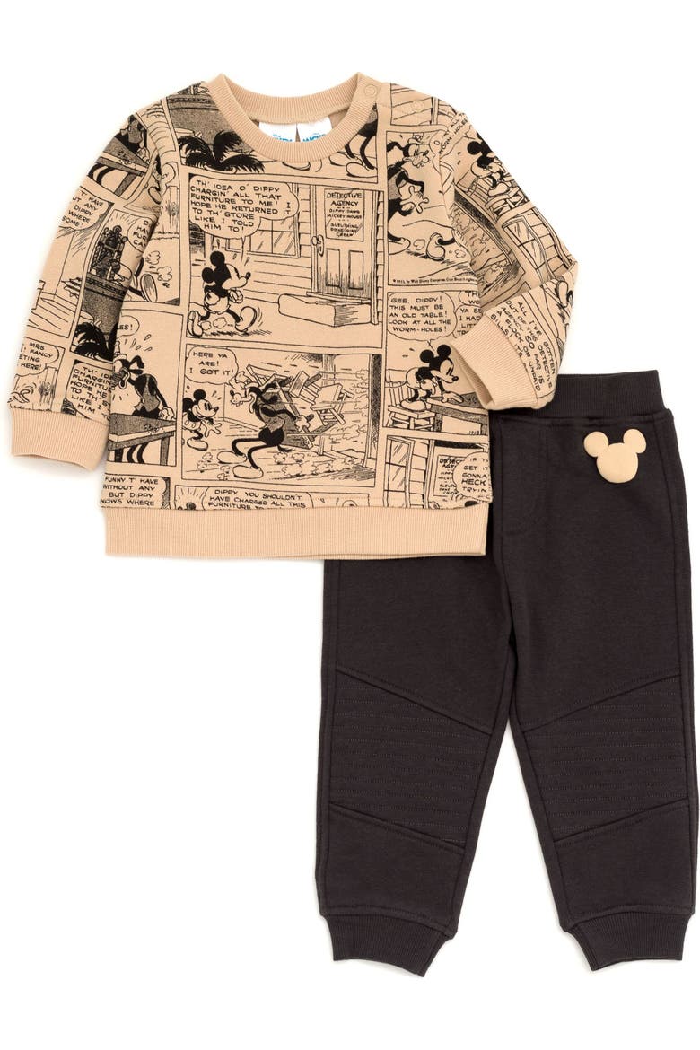 Mickey Mouse Fleece 2-Piece Sweatshirt and Pants Set, Main, color, Charcoal Mickey Mouse