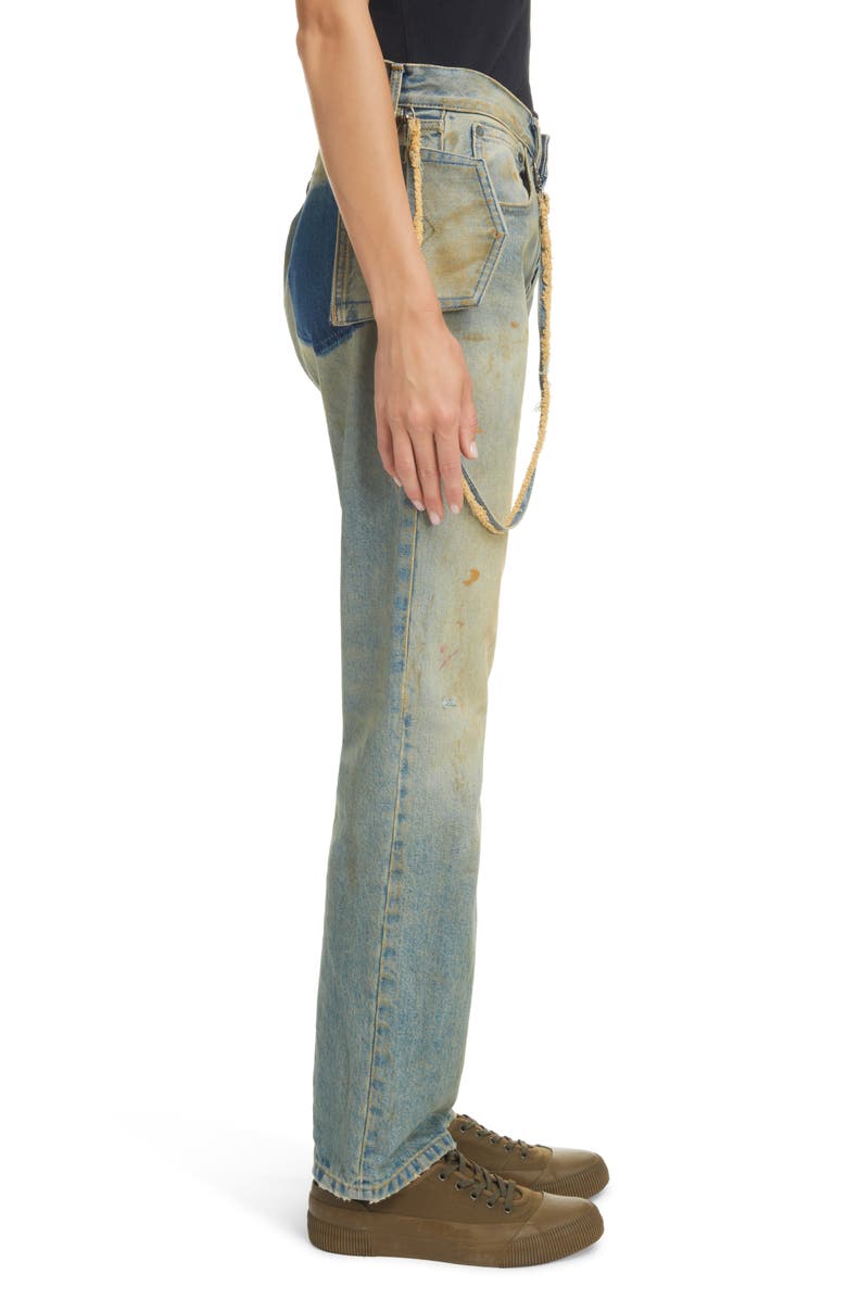 Maison Margiela Displaced Pocket Distressed Loose Fit Jeans, Alternate, color,