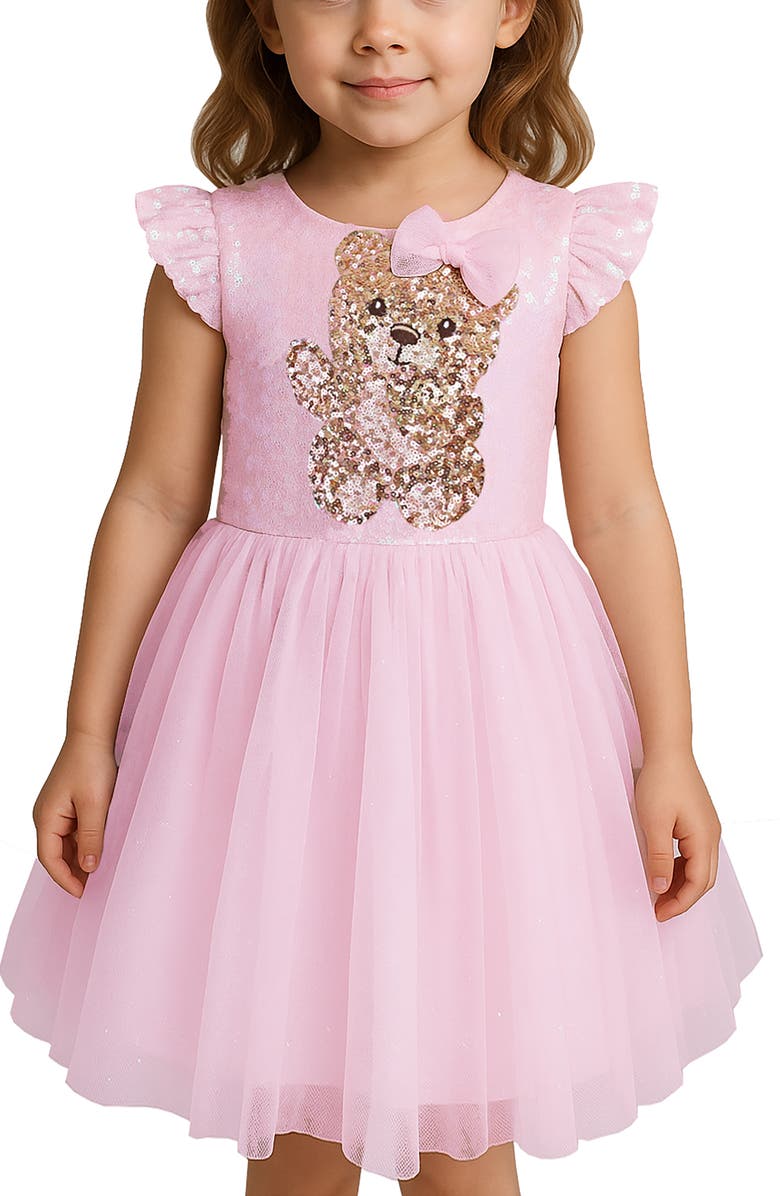 Zunie Kids' Bear Sequin Tutu Party Dress, Alternate, color, Blush