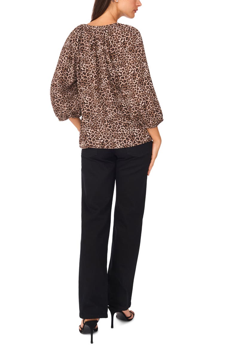 V-Neck Puff Sleeve Blouse, Alternate, color, CHICORY COFFEE