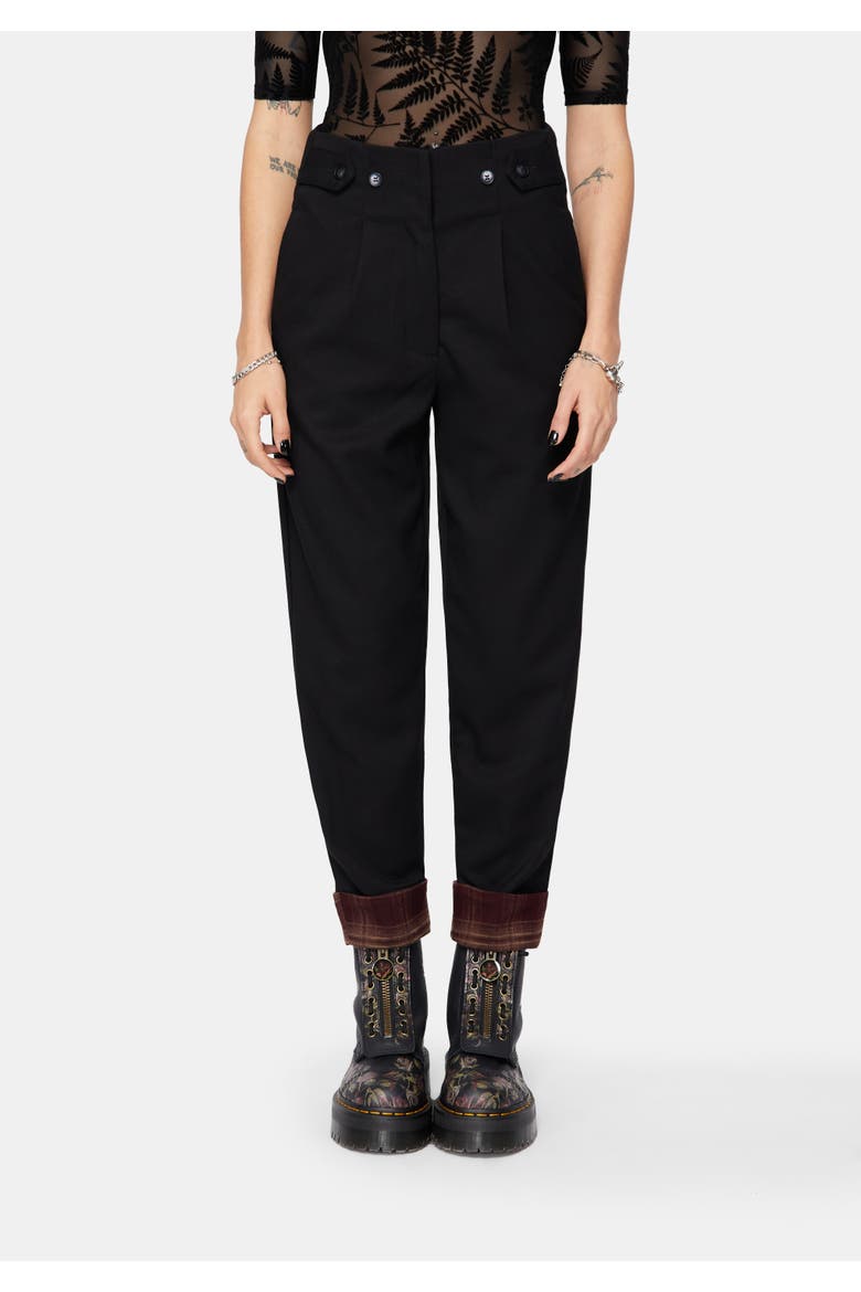 Loura Tapered Leg Check Turn Up Trouser, Main, color, Black