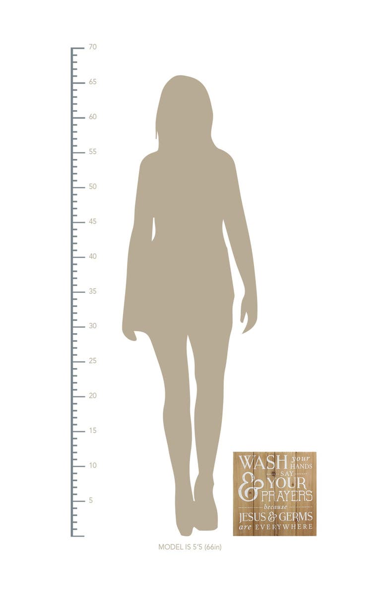 STRATTON HOME DECOR Light Natural Wood/White Wash Your Hands, Say Your Prayers Bath Wall Art, Alternate, color,