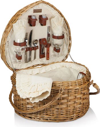 Heart Shaped Wicker Picnic Basket