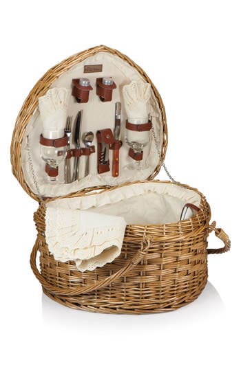 PICNIC TIME PICNIC TIME HEART SHAPED WICKER PICNIC BASKET