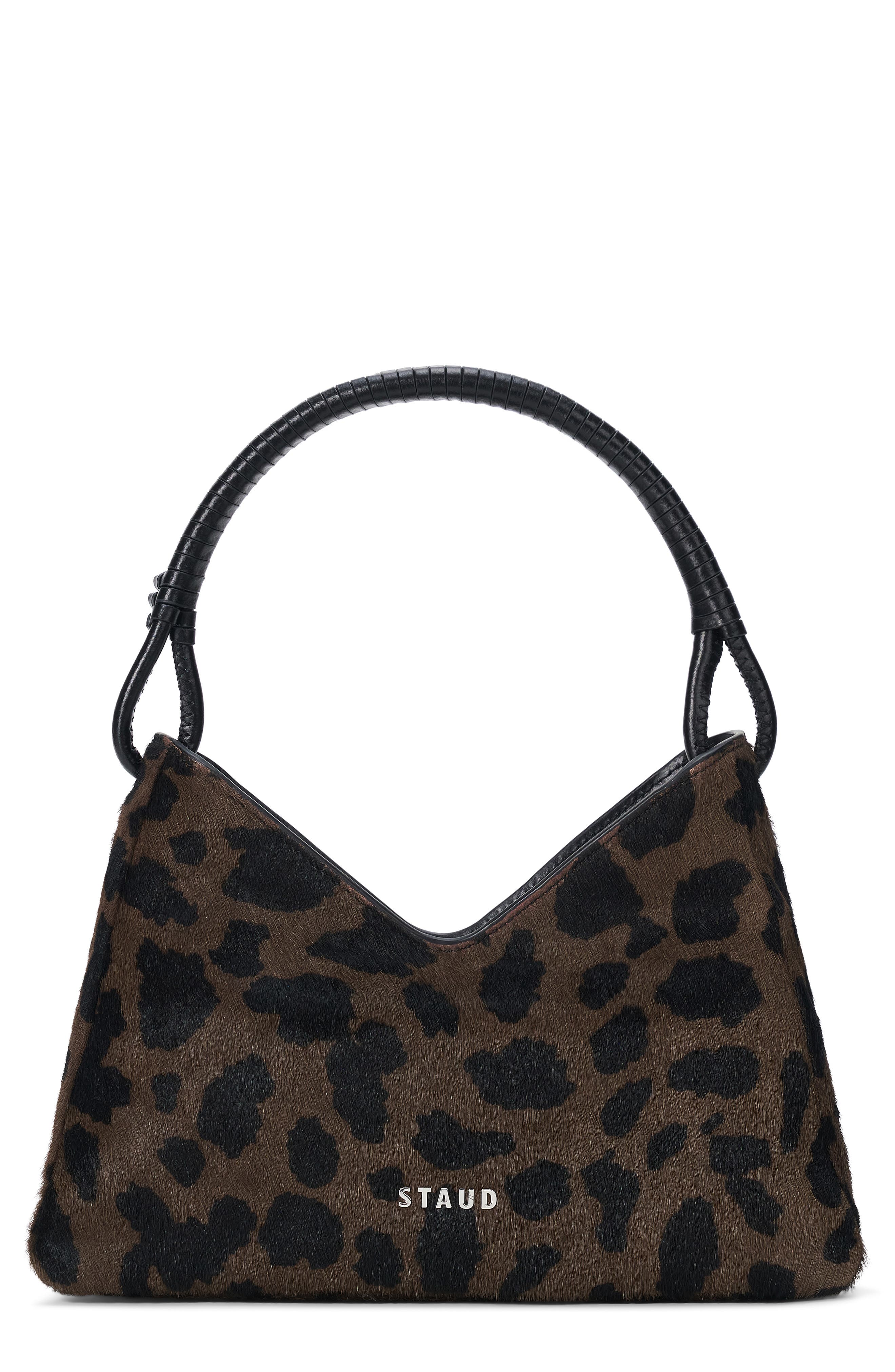 STAUD Valerie Genuine Calf Hair Shoulder Bag, Main, color, Leopard