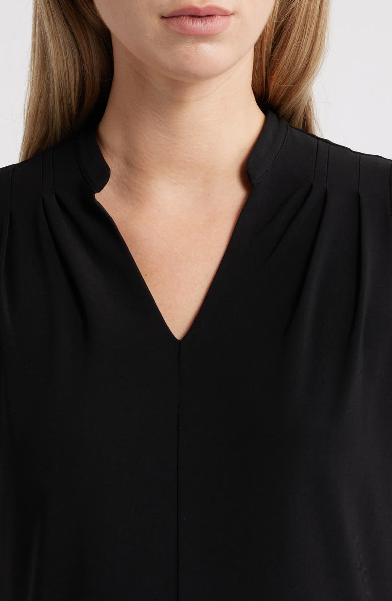 Anne Klein Pleat Shoulder Sleeveless Top, Alternate, color, Anne Black