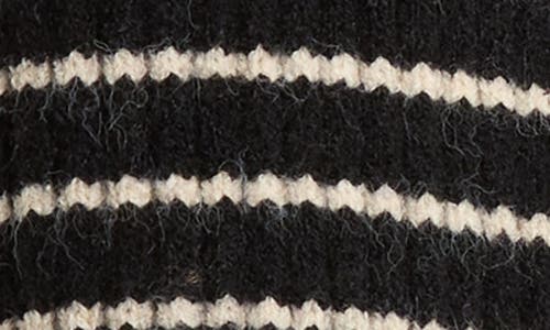 Tasha Ribbed Knit Stripe Scarf In Black
