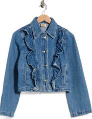 ELIE ELIE TAHARI Ruffle Denim Jacket
