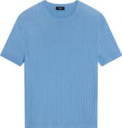 Theory Cable Short Sleeve Cotton Blend Sweater