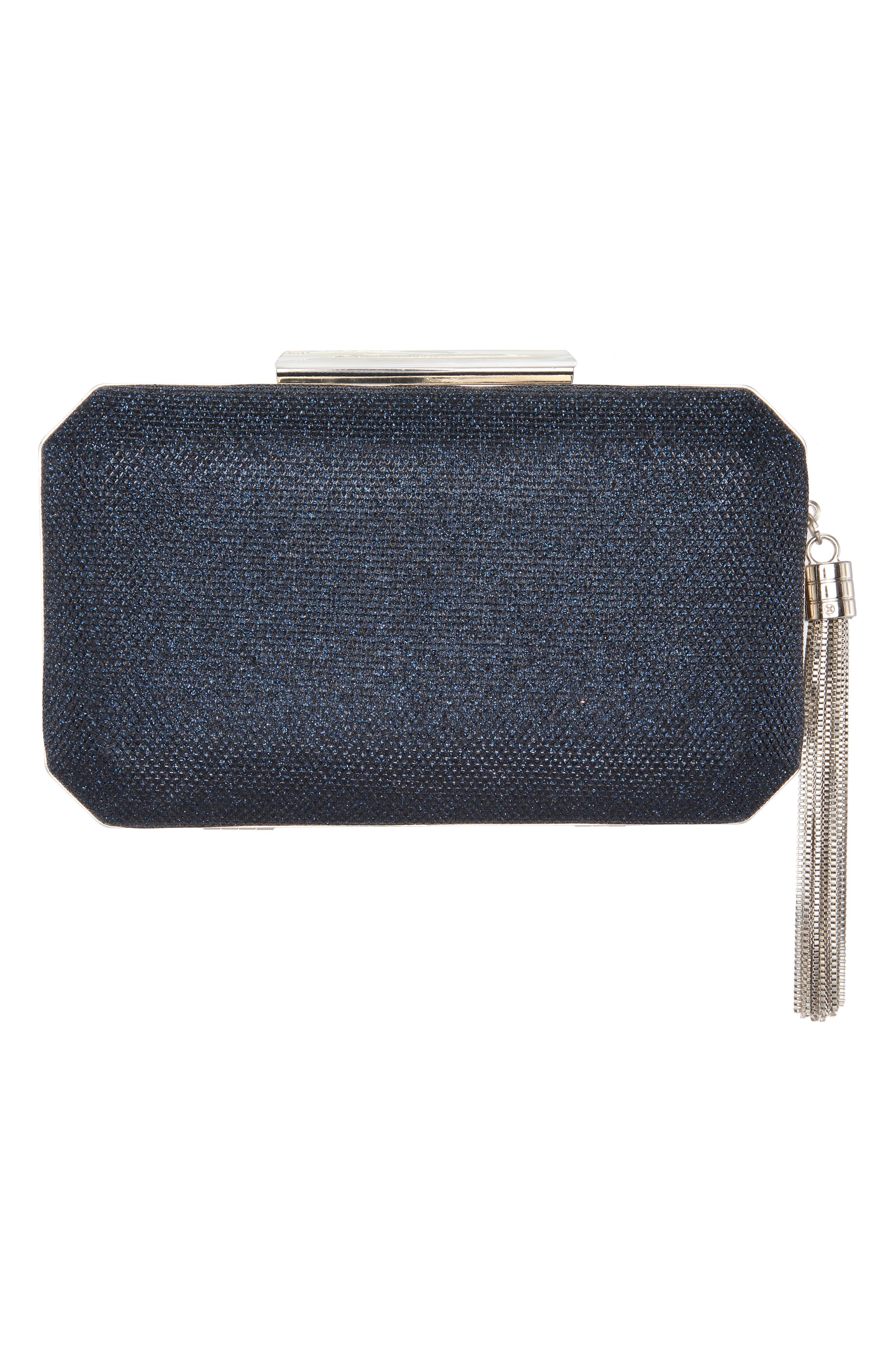 Nina Bellaria Minaudière Clutch, Alternate, color, Navy