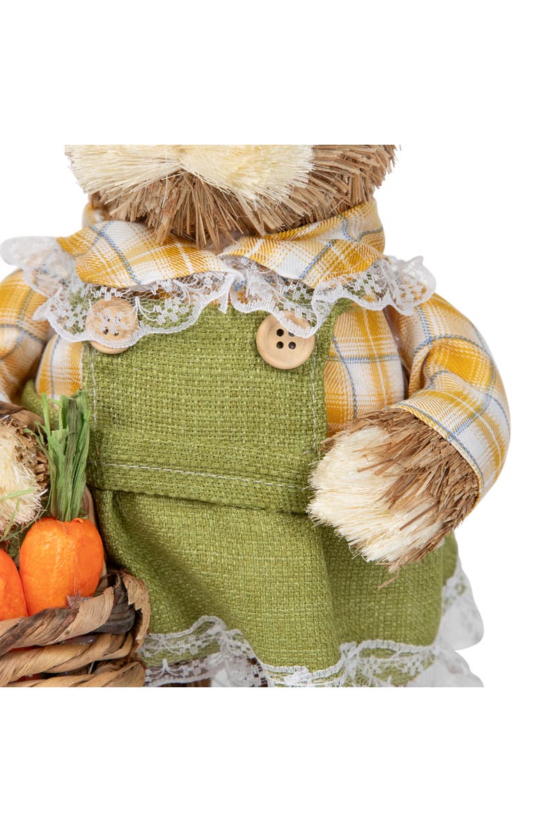 Northlight Girl Sisal Rabbit with Easter Basket Figure - 13.75" - Yellow and Green, Alternate, color, Yellow