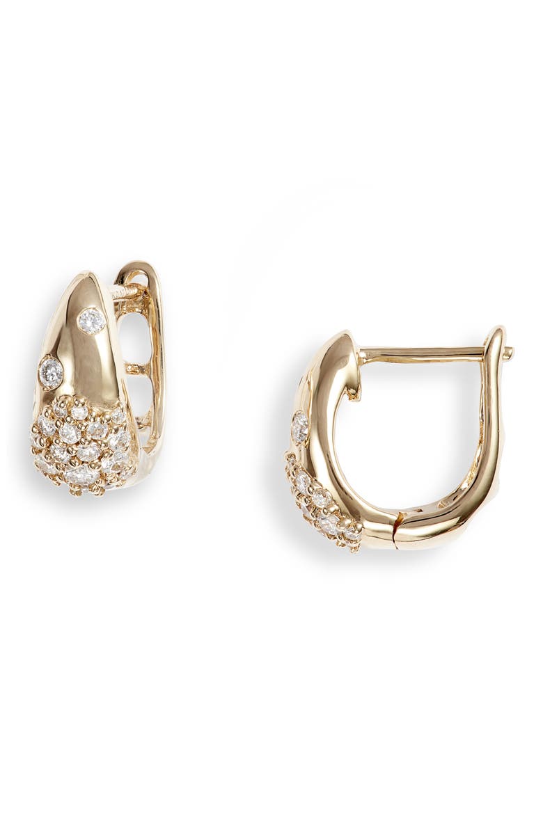 Cynthia Rose Pavé Huggie Earrings, Main, color, YELLOW GOLD