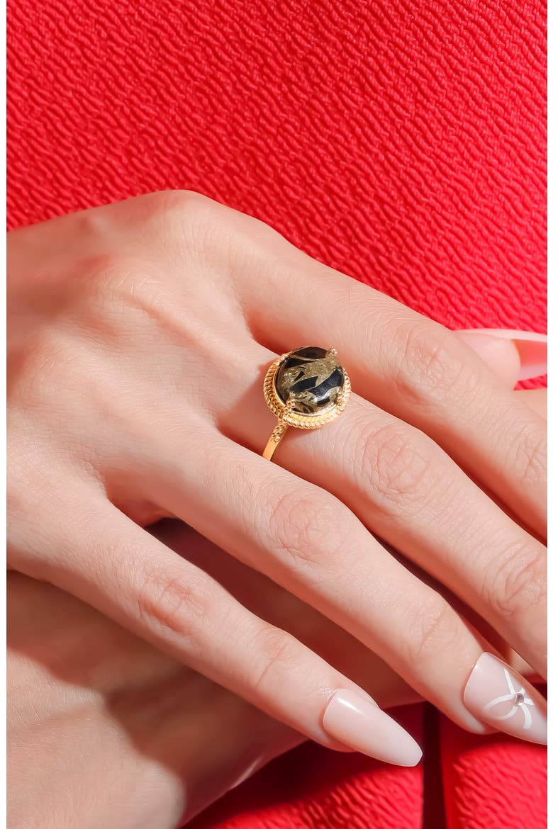 Gold Plated Gemstone Ring, Alternate, color, BLACK