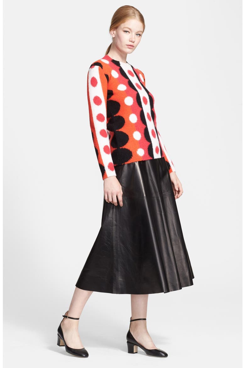 Lightweight Leather Midi Skirt, Alternate, color, BLACK
