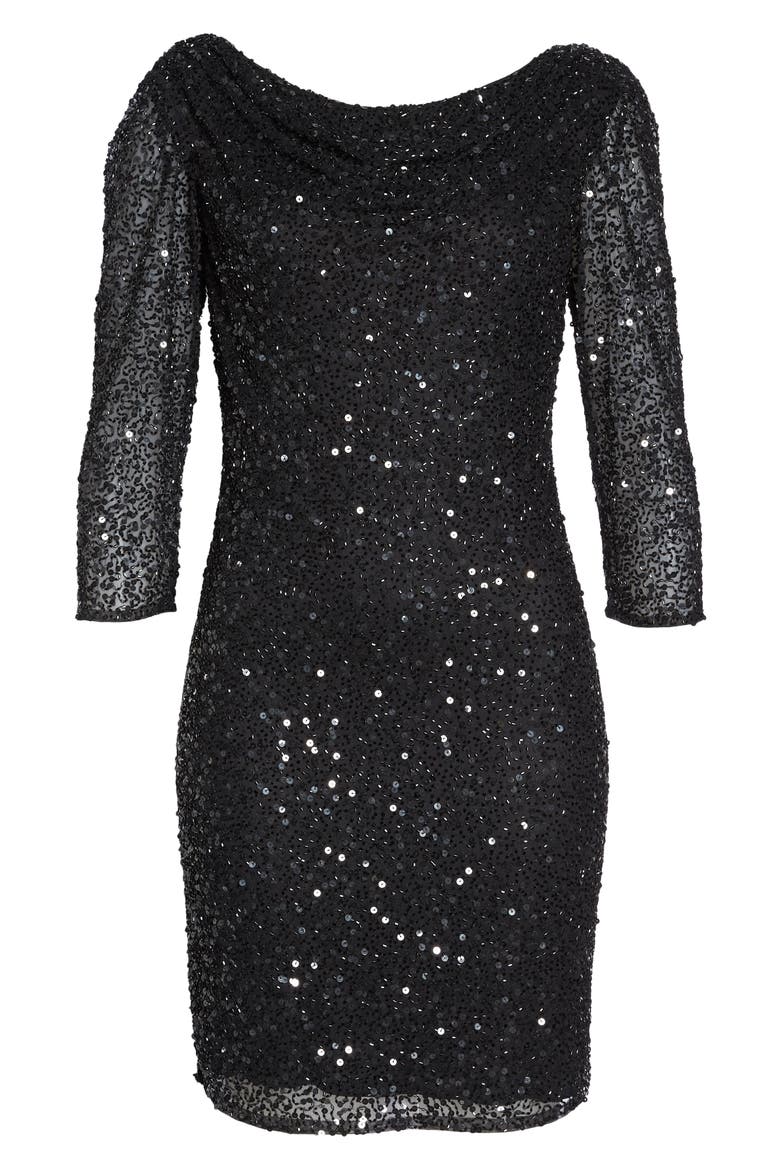 Embellished Cocktail Dress, Alternate, color, BLACK