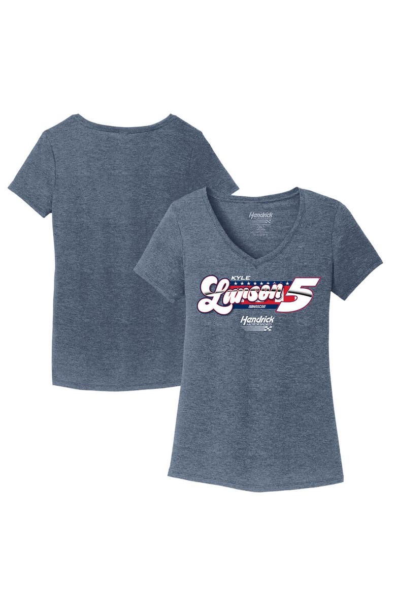 HENDRICK MOTORSPORTS TEAM COLLECTION Women's Hendrick Motorsports Team Collection Heather Navy Kyle Larson Tri-Blend V-Neck T-Shirt, Main, color, Heather Navy