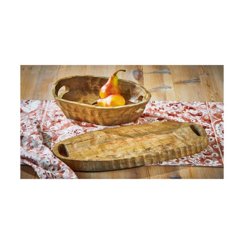 Tag Organic Oval Open Handle Serving Bowl In Neutral