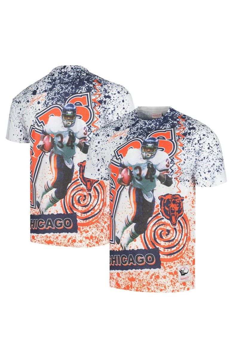 Mitchell & Ness Men's Mitchell & Ness Walter Payton White Chicago Bears Retired Player Name & Number Burst T-Shirt, Main, color, White
