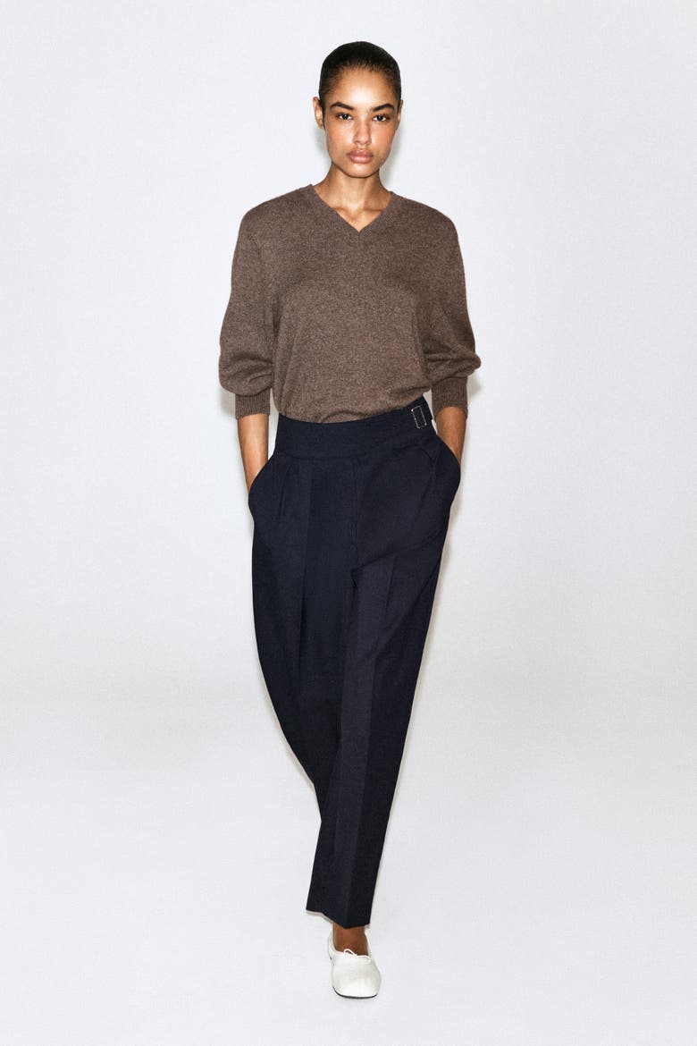 Cummerbund-Waist Barrel-Leg Pants, Main, color, NAVY