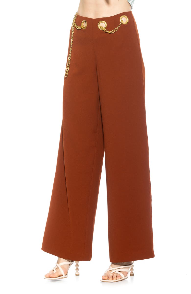 Alexia Admor Cassie Grommet High Waist Wide Leg Pants, Alternate, color, Brown