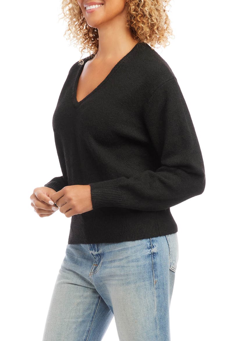 V-Neck Sweater, Alternate, color, BLACK