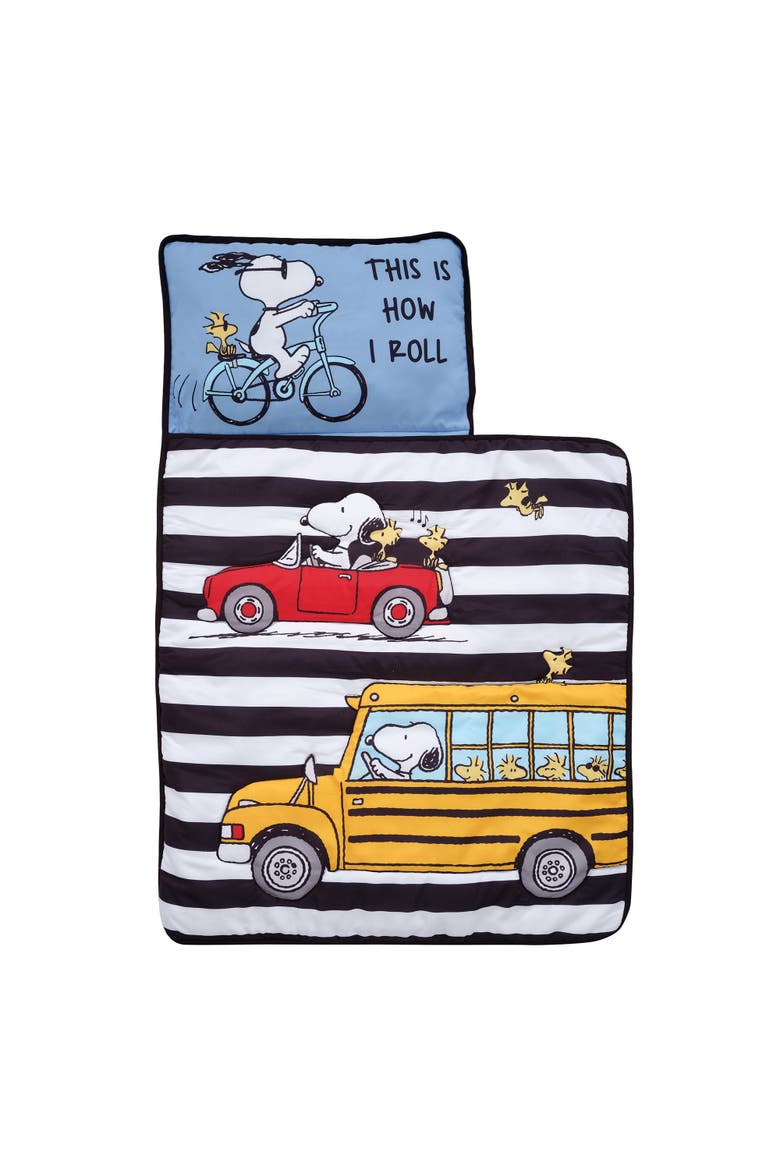 Snoopy & Woodstock Peanuts Transportation Toddler Nap Mat, Main, color, Blue