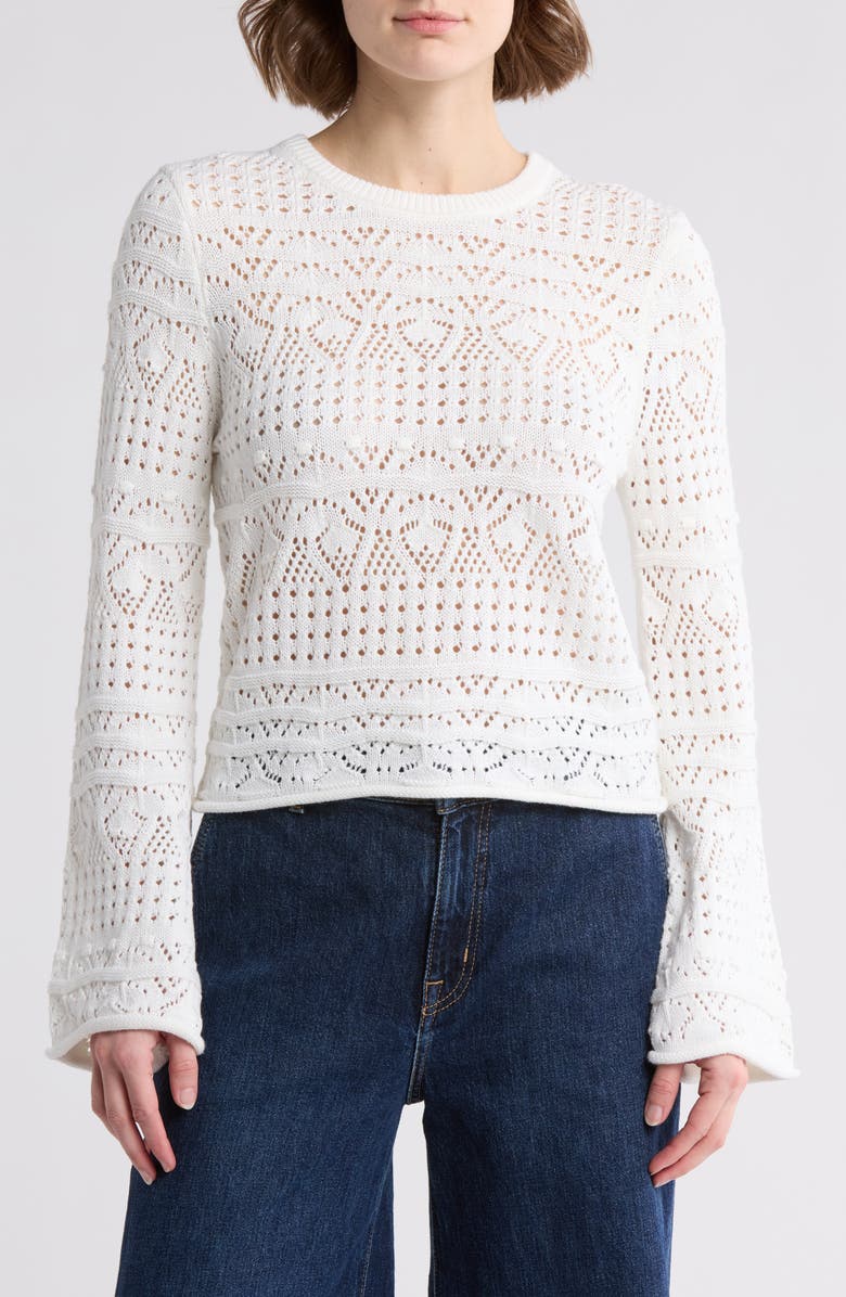 French Connection Open Bobble Knit Sweater, Main, color, Summer White