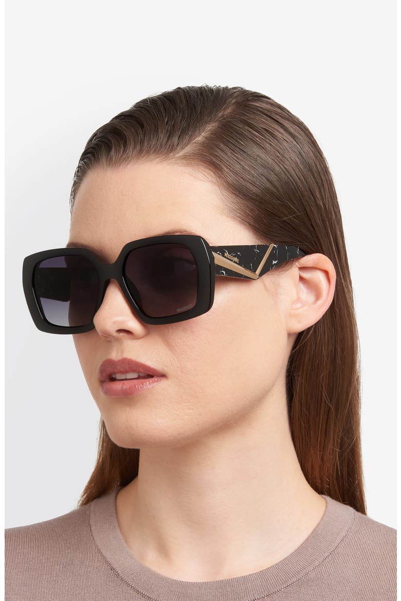55mm Gradient Rectangular Sunglasses, Alternate, color, BLACK/ DARK GREY SF