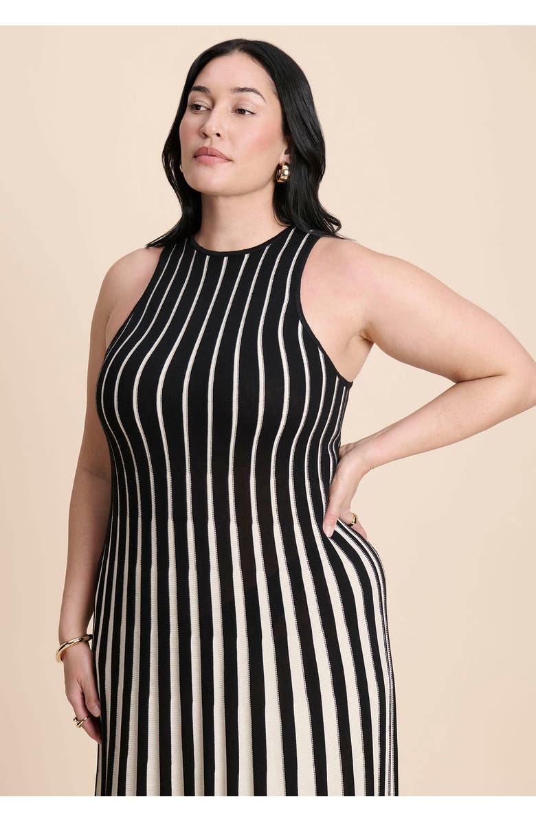 ELOQUII Two Tone Sweater Dress, Alternate, color, Black And Cream