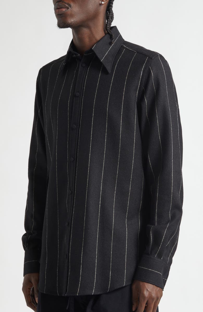 Dolce&Gabbana Gold Fit Pinstripe Flannel Shirt, Alternate, color, Rigato