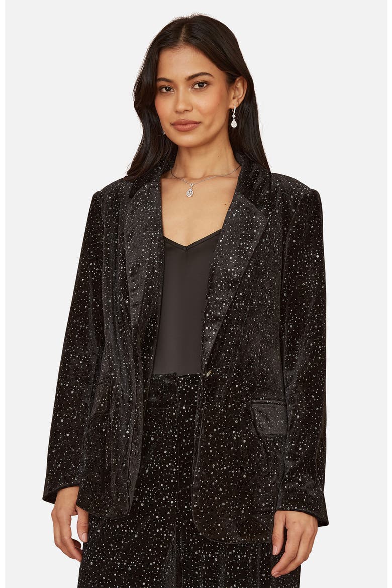Velvet Sparkle Oversize Blazer, Main, color, Black
