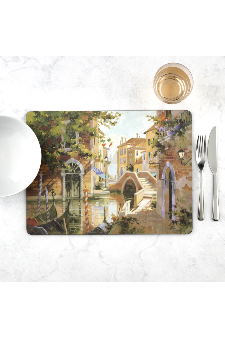 Venetian Scenes Set of 4 Cork Back Placemats, Alternate, color, Multi