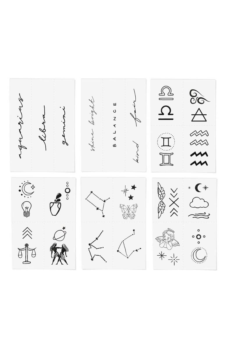 INKED by Dani Air Zodiac Temporary Tattoos, Alternate, color, Black