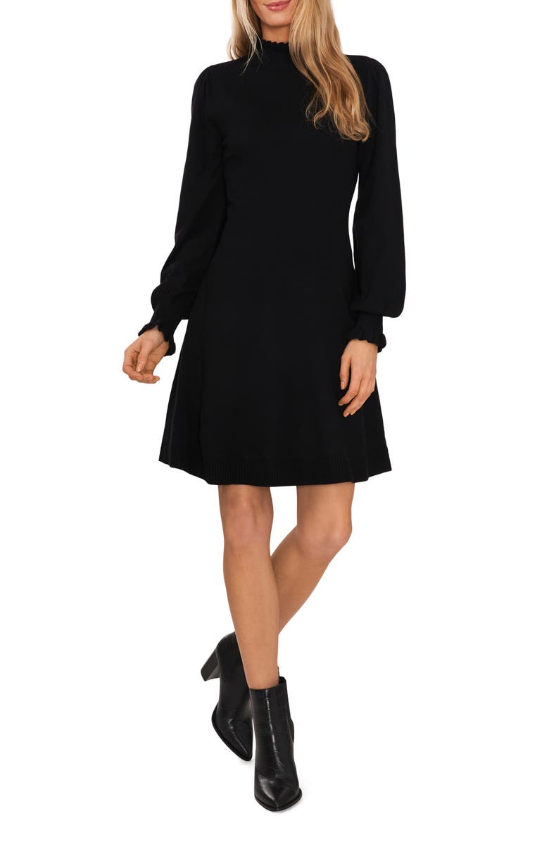 CeCe Mock Neck Long Sleeve Fit & Flare Sweater Dress, Main, color, 