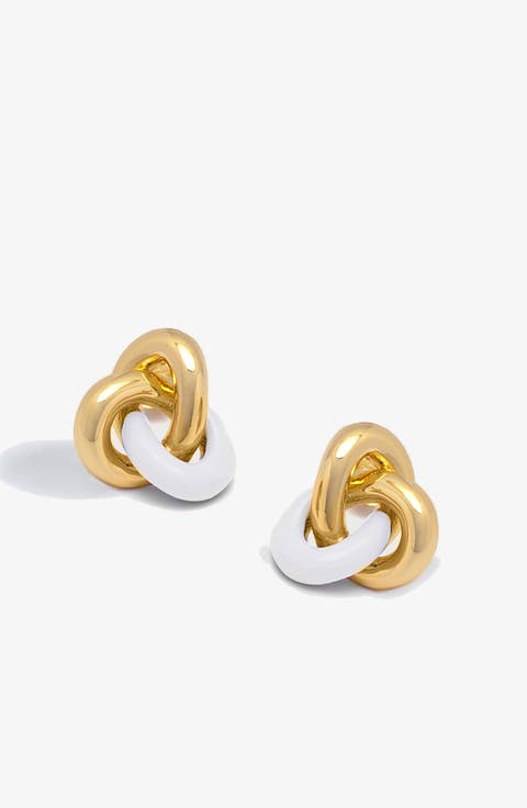 Seva Midi Face on Stud in Gold and White