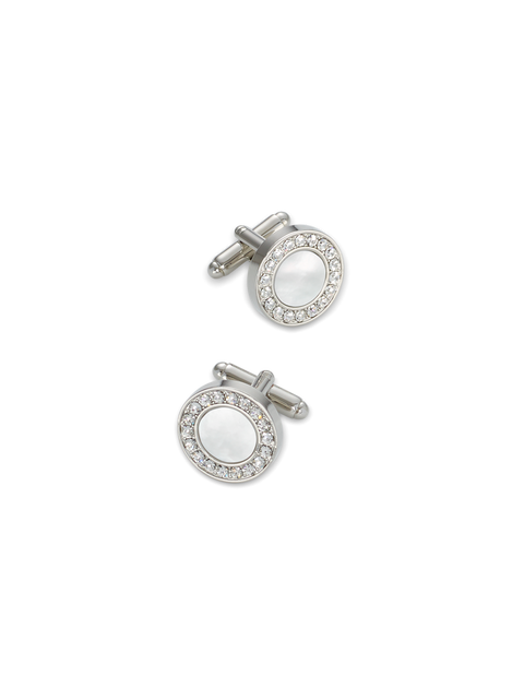 Mother Of Pearl & Crystal Cufflinks