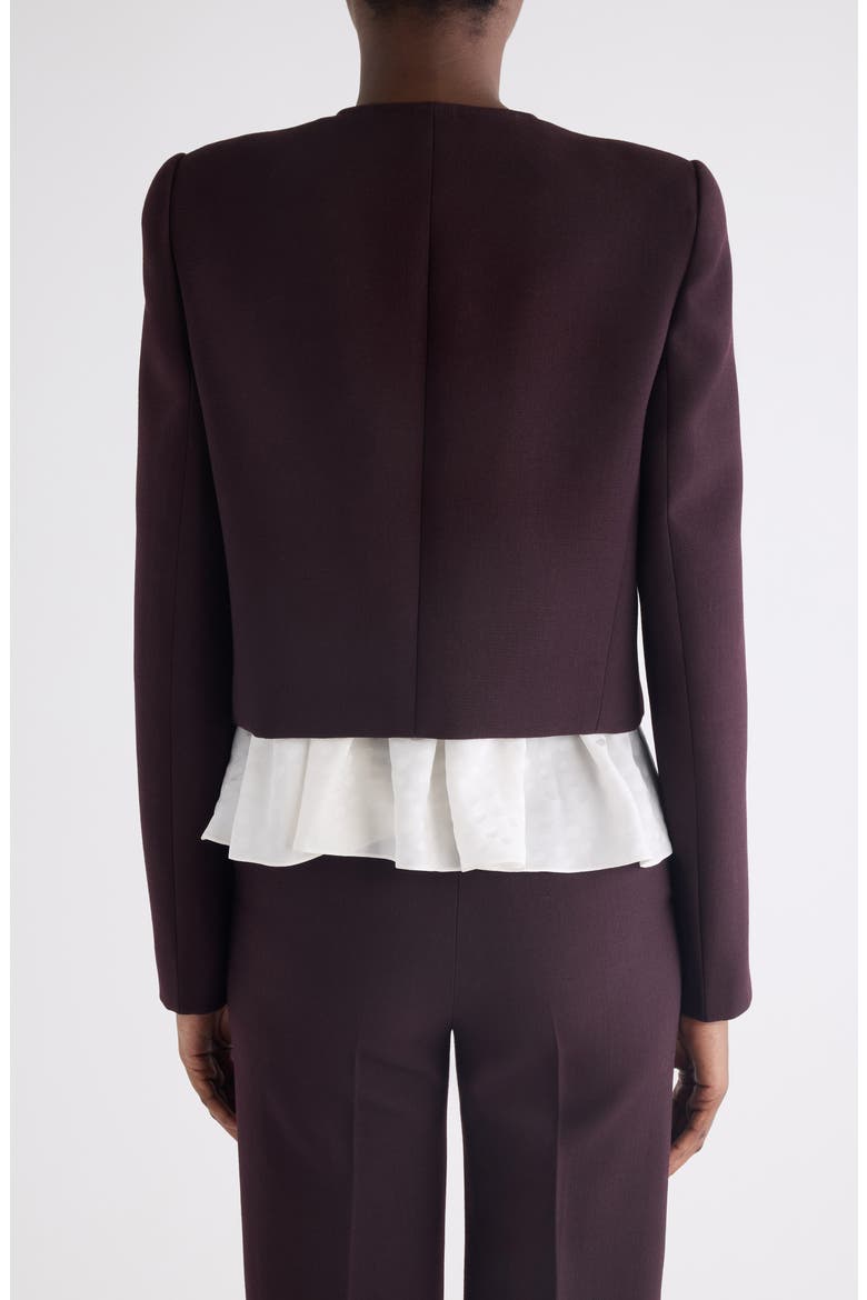 Collarless Wool Crêpe Crop Jacket, Alternate, color, OBSCURE PURPLE