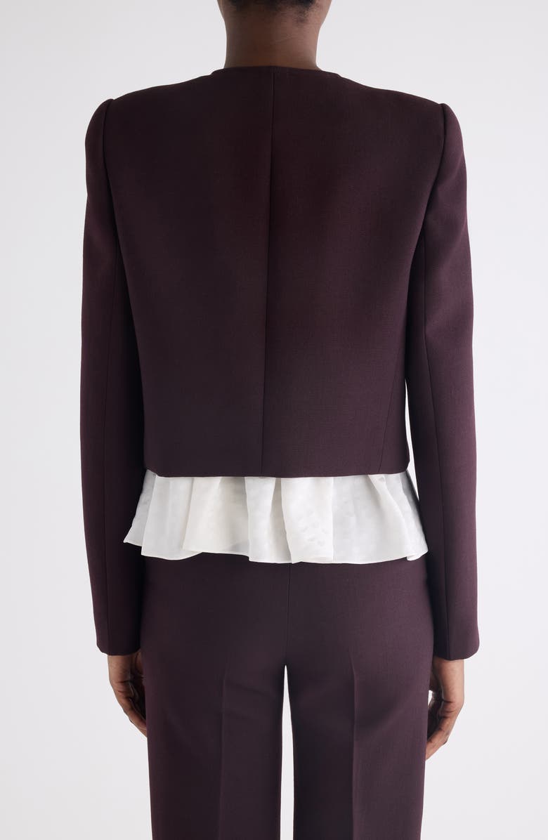 Chloé Collarless Wool Crêpe Crop Jacket, Alternate, color, Obscure Purple