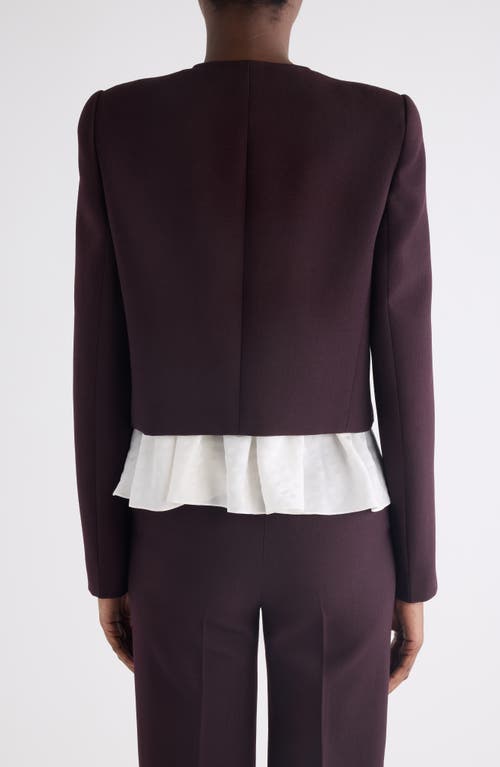 Chloé Collarless Wool Crêpe Crop Jacket In Brown