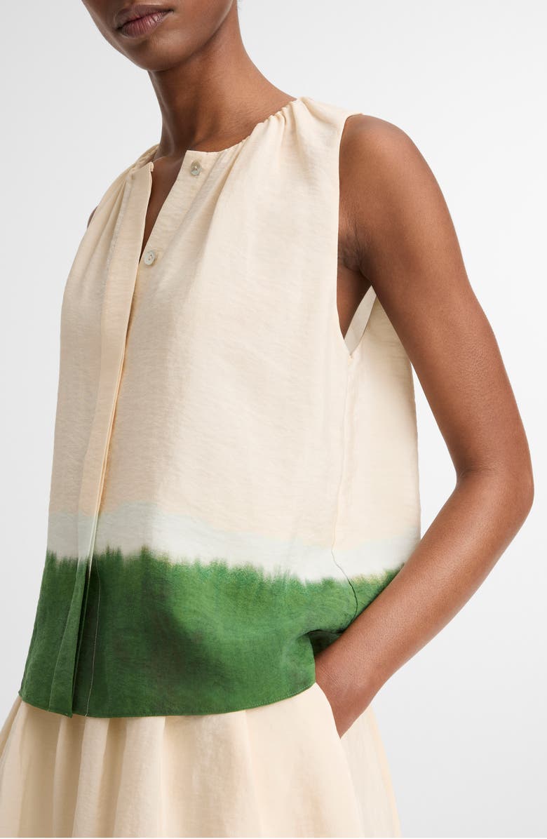 Vince Dip Dye Sleeveless Button-Up Shirt, Alternate, color, Porcelain/ Herbal