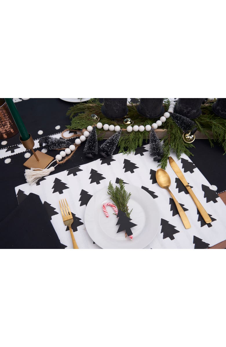carol & frank Black & White Forest Patten 100% Cotton Christmas Table Runner 14" x 72", Alternate, color, Black