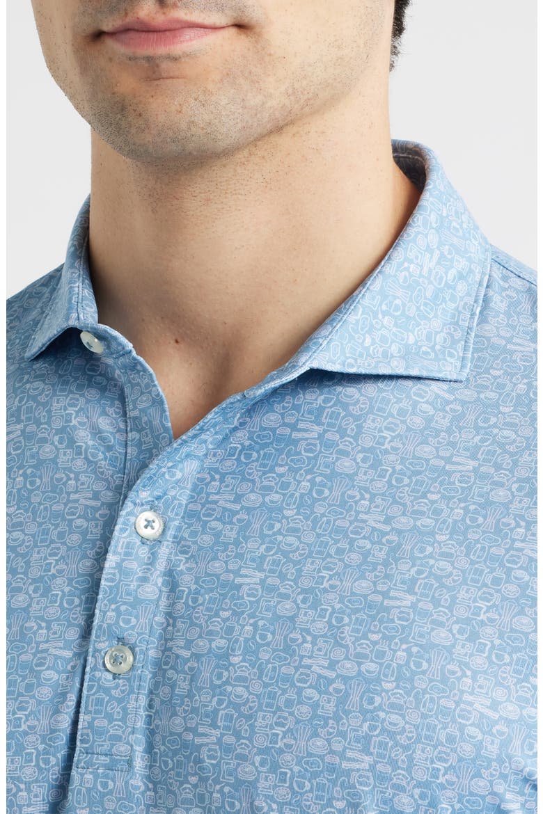 Cup of Jo Breakfast Print Performance Jersey Polo, Alternate, color, CARBON FIBER
