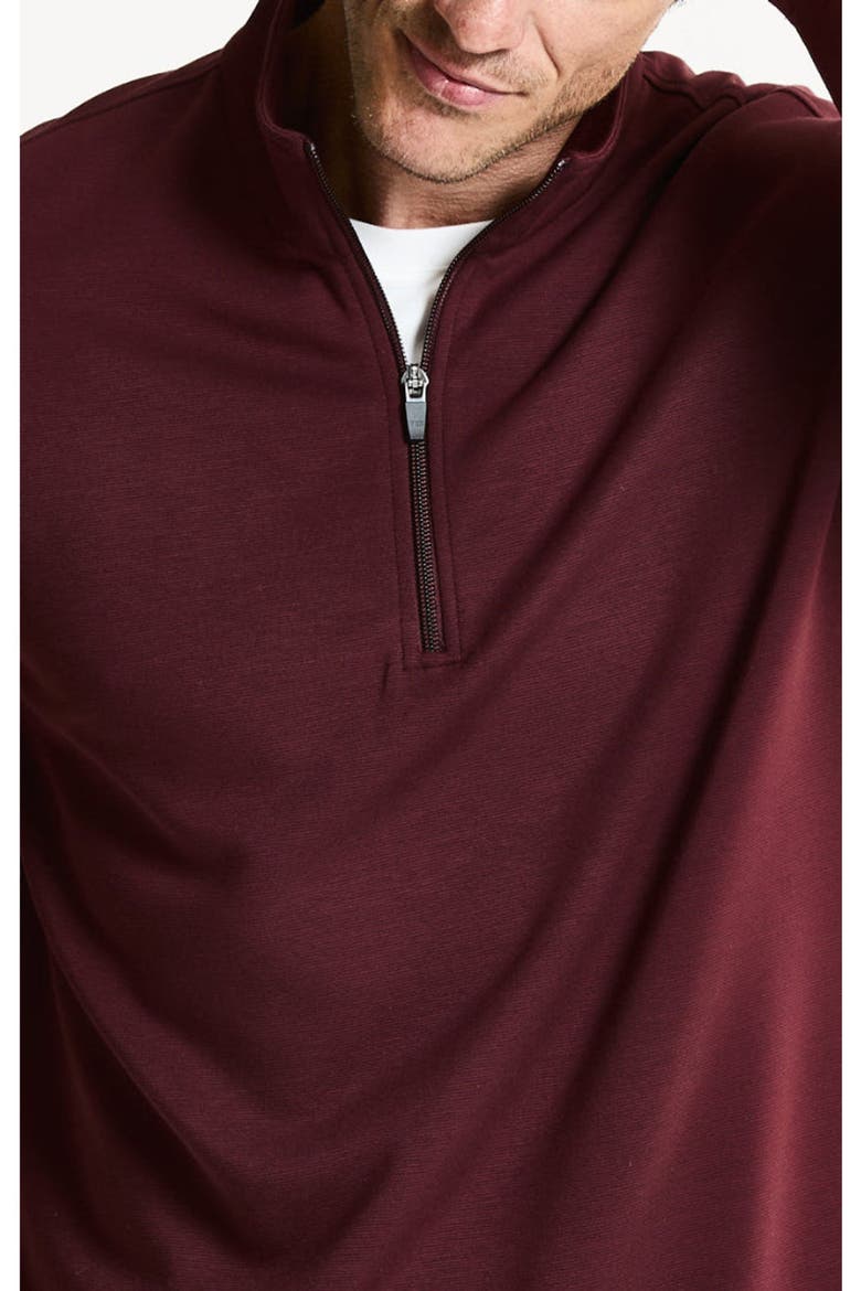 Micro Stripe Pullover Quarter Zip, Alternate, color, DARK RED