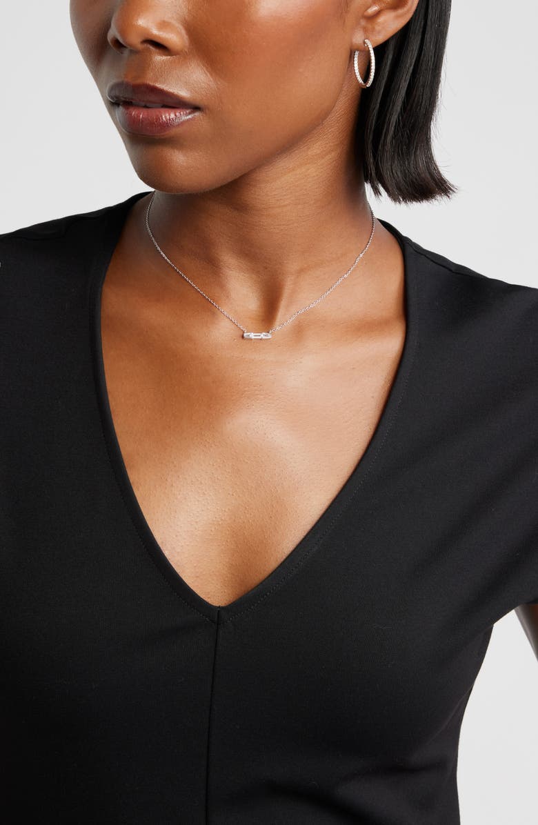 Nordstrom Pavé Cubic Zirconia Hoop Earrings, Alternate, color, Platinum Plated