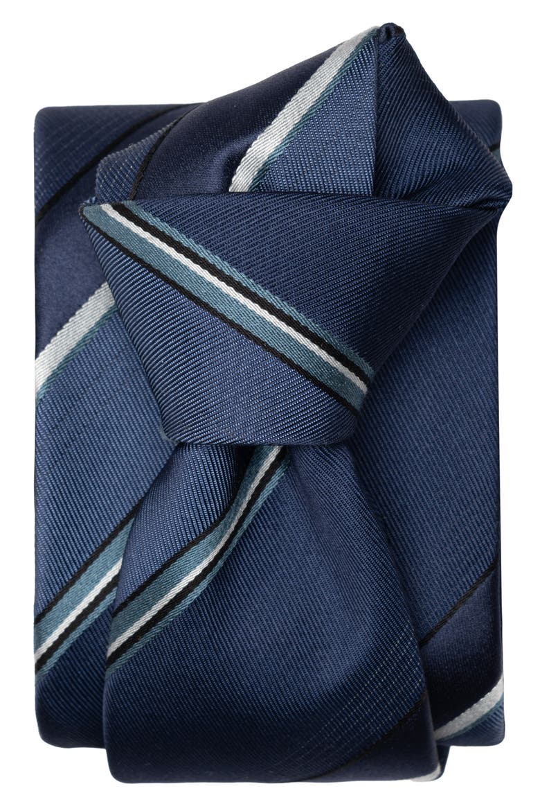Rufino - Extra Long Silk Jacquard Tie for Men, Alternate, color, Marine Blue